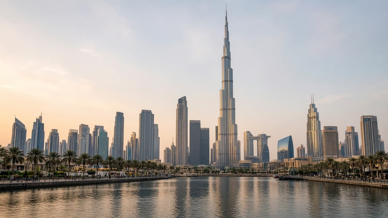 Downtown Dubai skyline near Burj Khalifa — a common stop on an 8-hour DXB layover tour